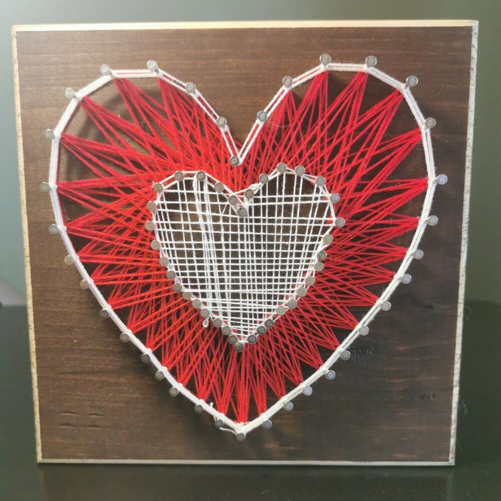 Heart String Art, Hand Made, Signed‎